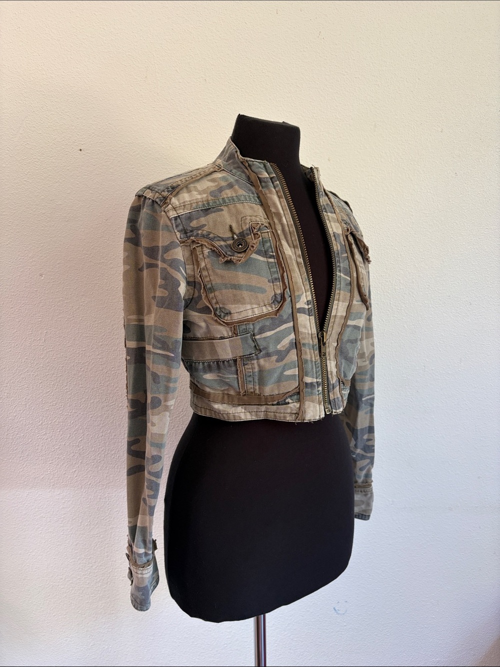 Star Jeans Cropped Camo Utility Jacket - Green Camo